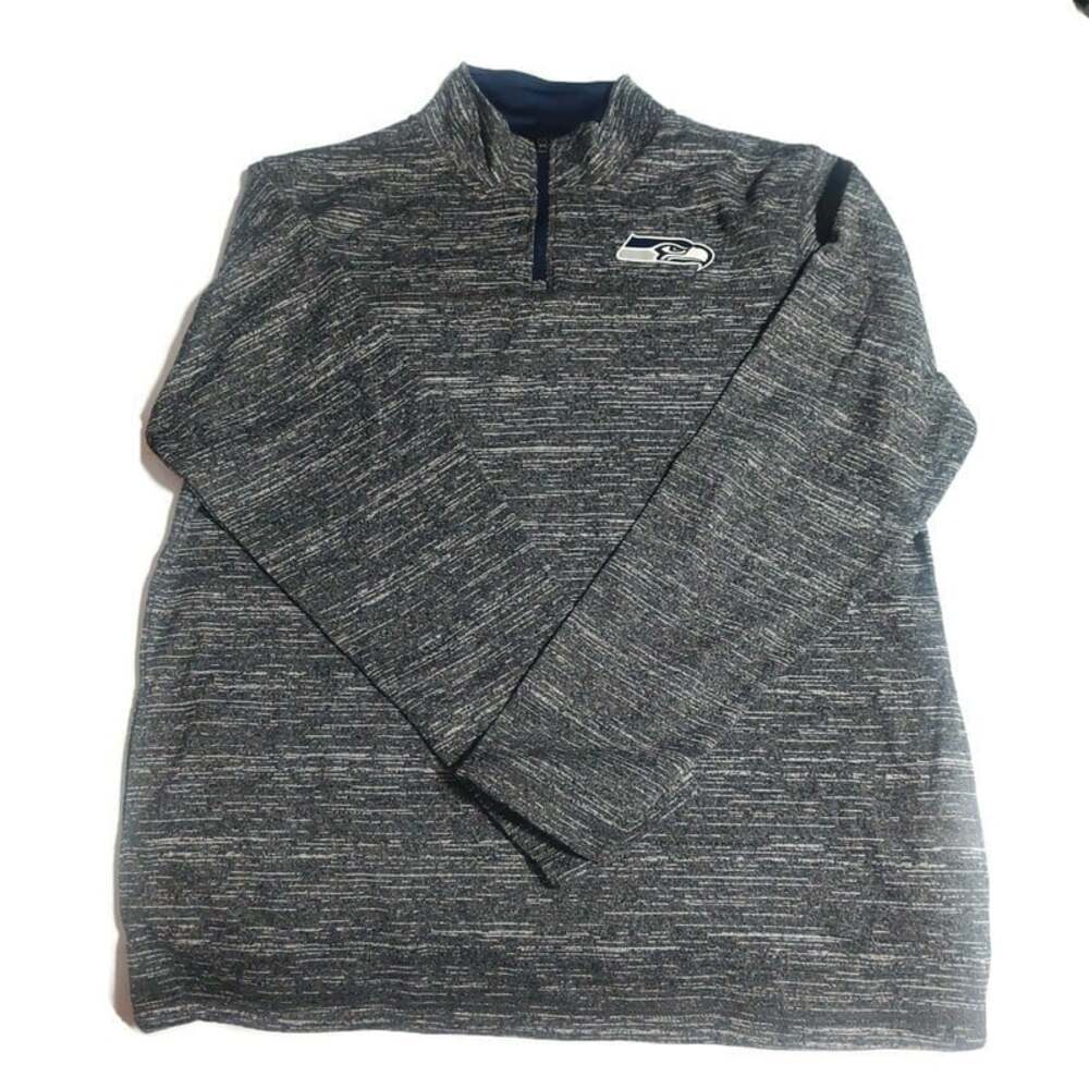 NFL Team Apparel Seattle Seahawks Quarter Zip Pullover Sweatshirt Mens L Gray